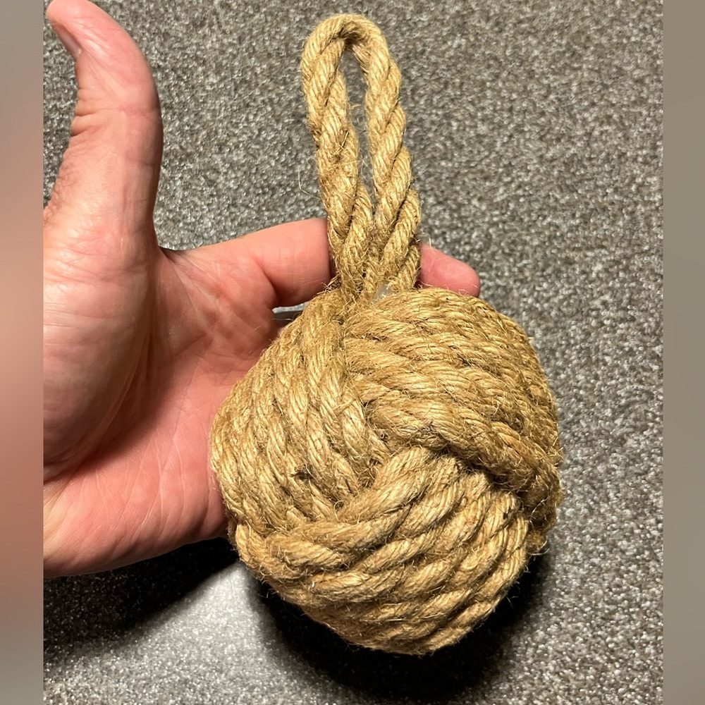 Nautical / Maritime / Sailor’s Monkey’s Fist Knot / Doorstopper Natural Jute - Picture 2 of 8